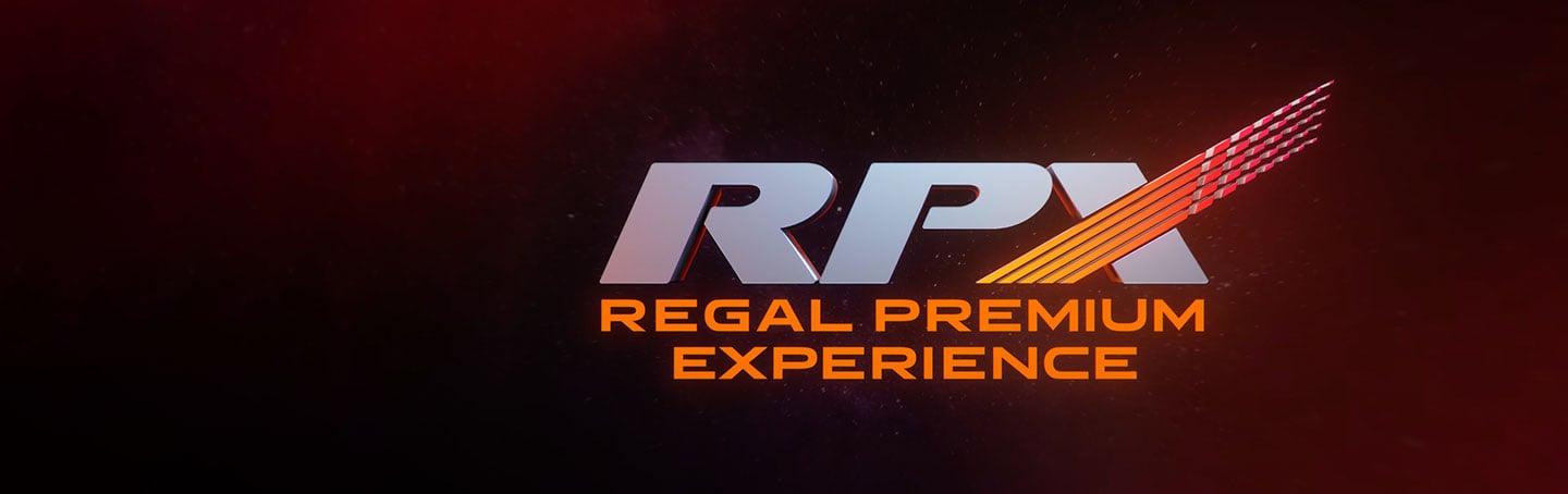 RPX - Regal Premium Experience movie Logo on a space background