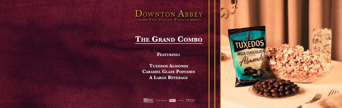 Tuxedo Almonds, Caramel Glaze Popcorn, and a Large Beverage concessions combo