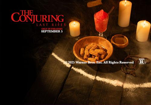 The Conjuring: Last Rites concessions combo featuring churro bites and a red ICEE