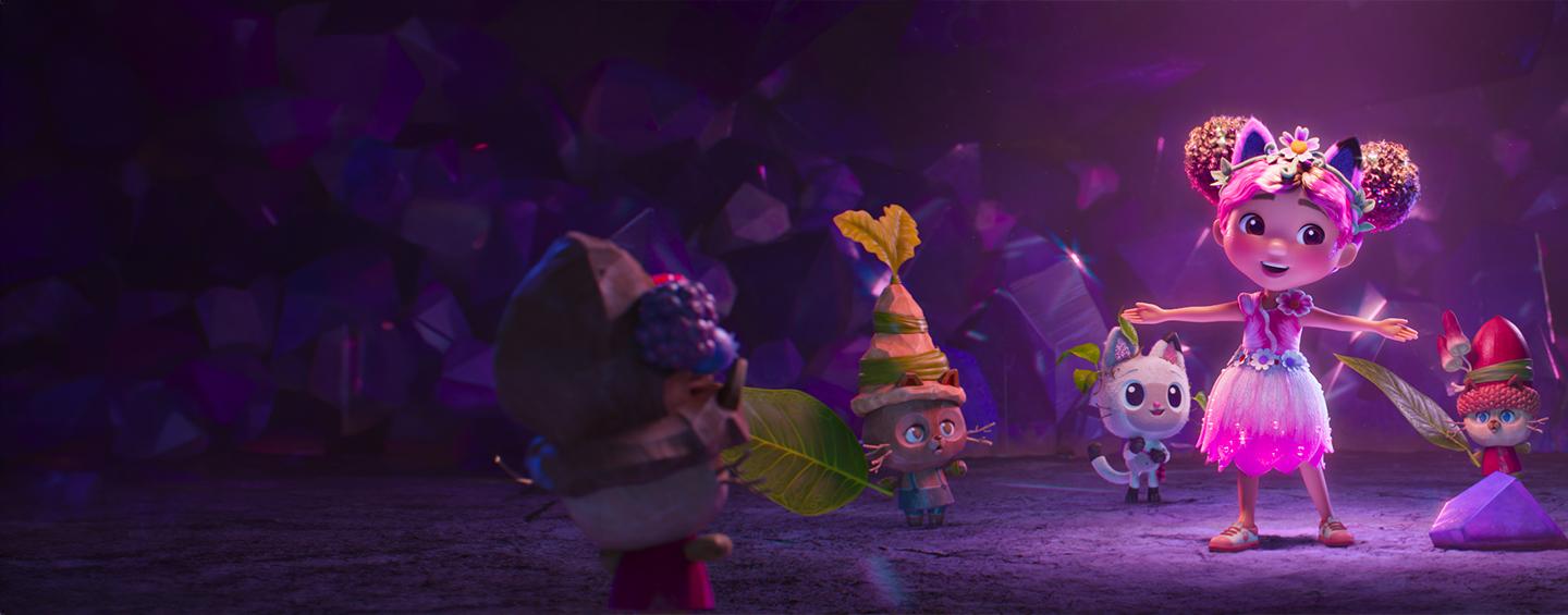 Cats surrounding Gabby while staring at her in admiration Desktop