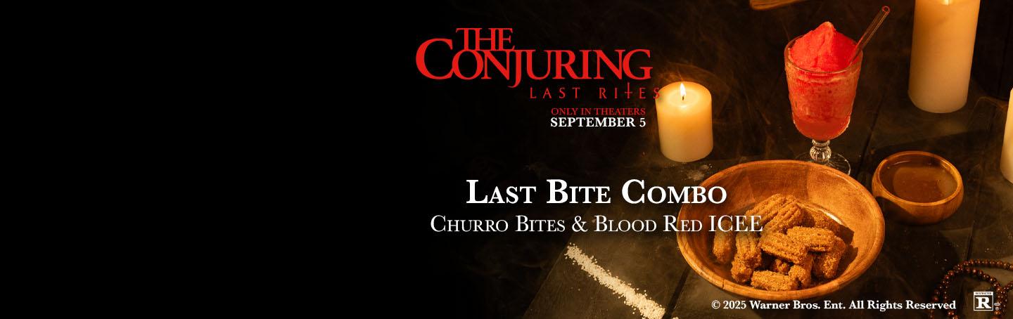 The Conjuring: Last Rites concessions combo featuring churro bites and a red ICEE