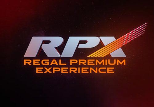 RPX - Regal Premium Experience movie Logo on a space background