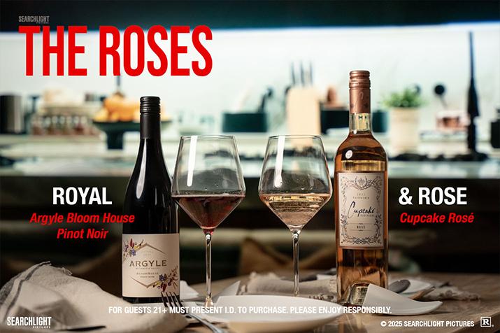 The Roses bar promotion featuring argyle bloom house pinot noir and cupcake rose